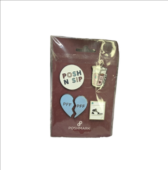 Poshmark Jewelry - Poshmark Enamel Pin Set Posh N Sip Pack Of 4 PFF